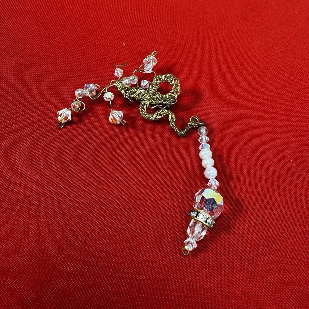 Vintage Gold Wire‎ Wrapped Crystal Brooch Unique